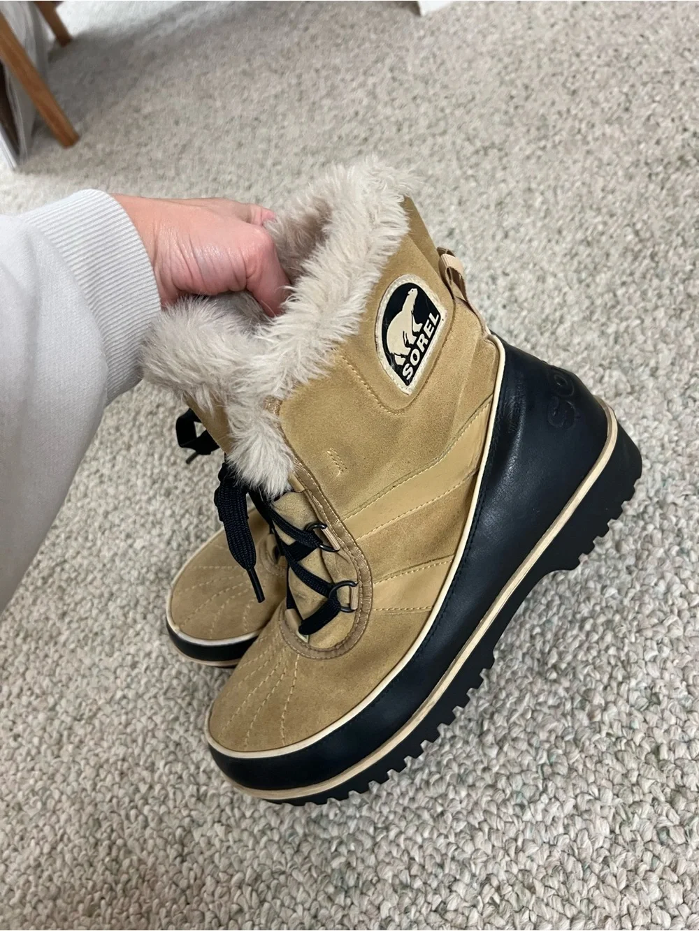 Sorel Cream Faux-Fur Lined Winter Boot